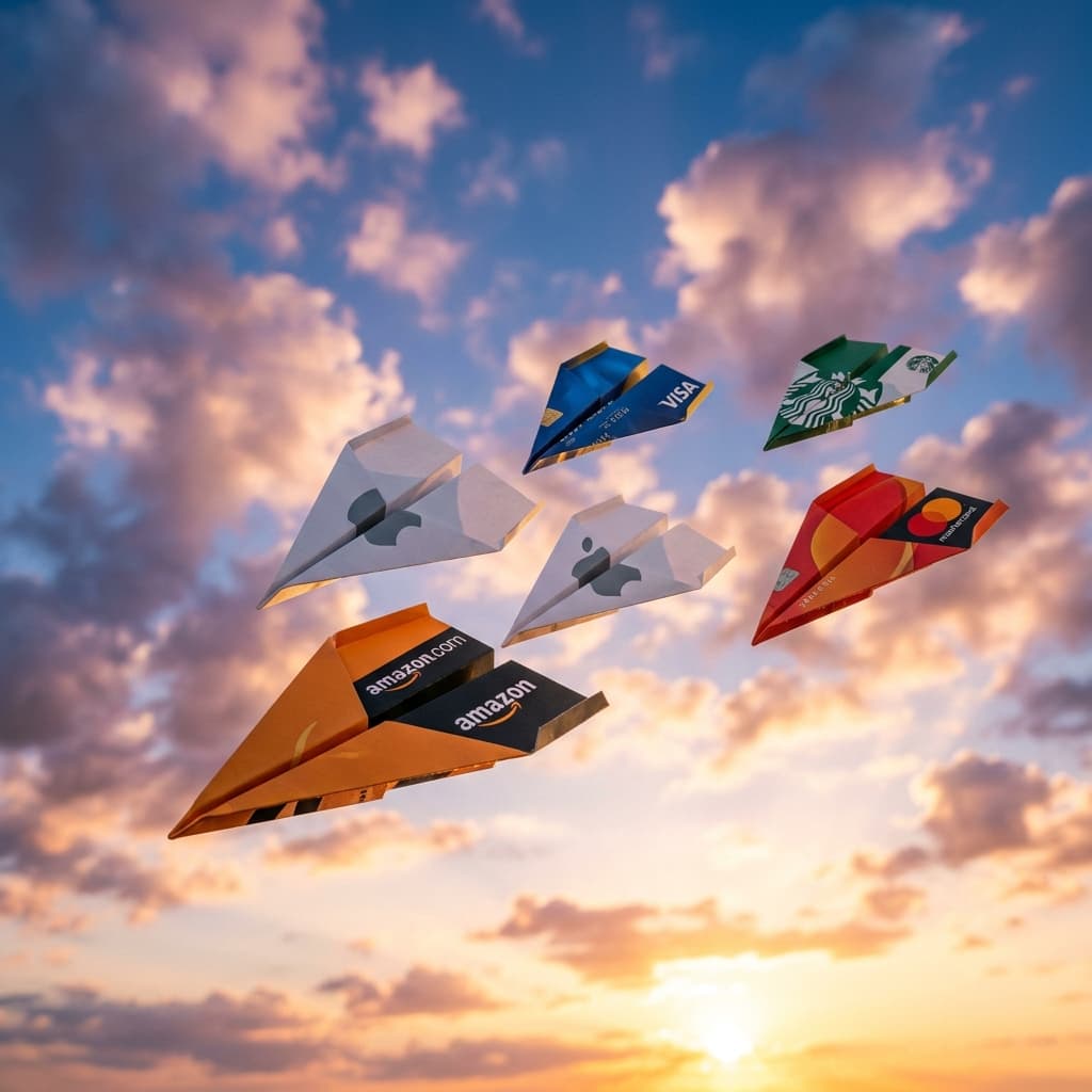 Paper planes made of Gift Cards